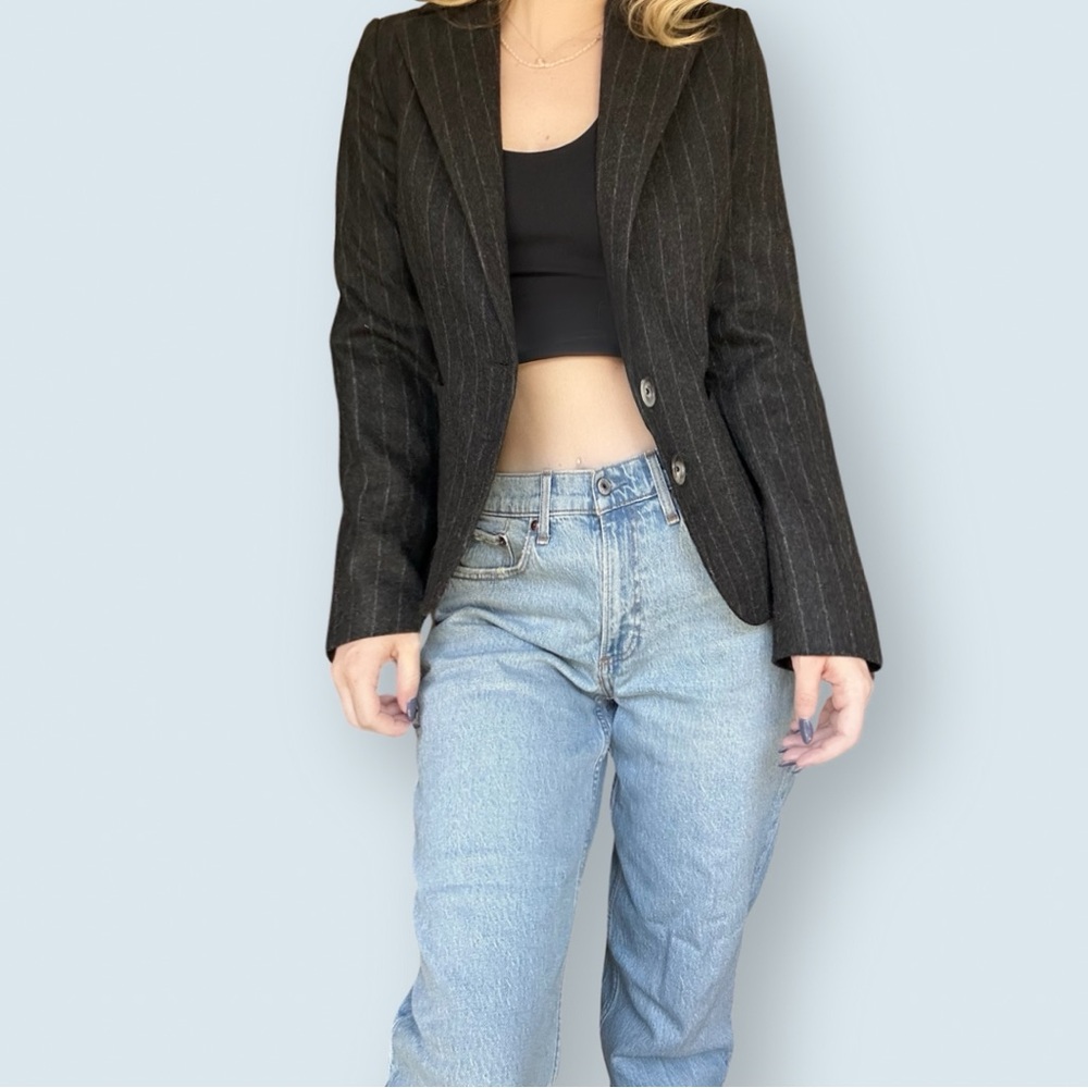 Vintage Banana Republic Grey Pinstriped Wool Blazer (Size 4)